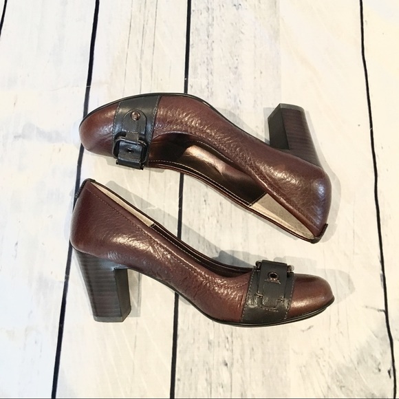 Sofft Shoes - Sofft Brown Leather Buckle Pumps